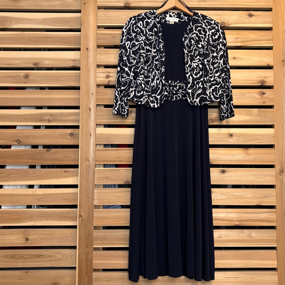 Christopher & Banks Black and White Sleeveless Dress with Matching Jacket